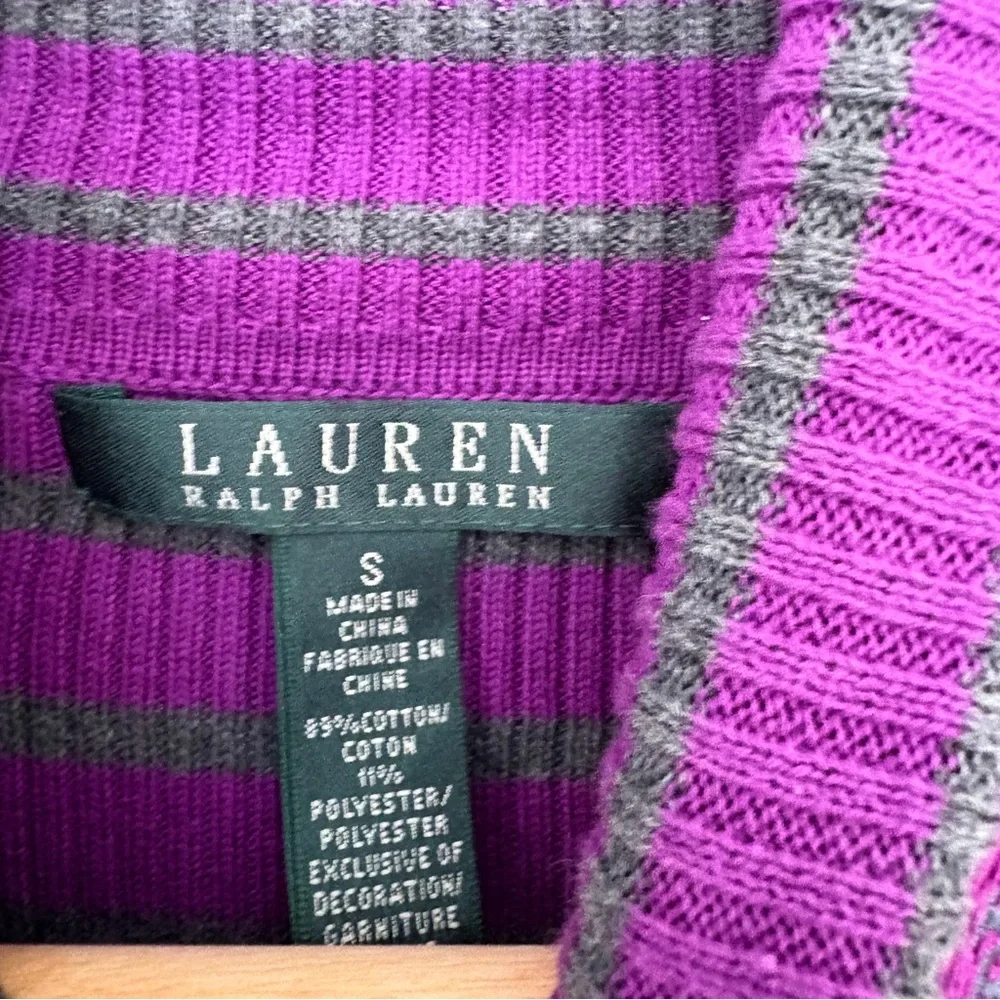 Ralph Lauren Purple and Gray Striped Knit Sweater - Picture 4 of 7